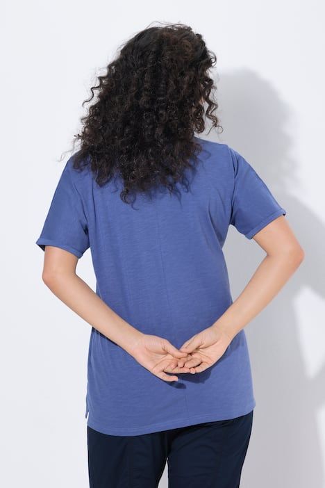 T-shirt mandala animal métallique, décolleté en V et manches courtes