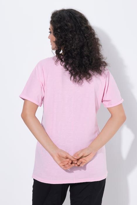 T-shirt mandala animal métallique, décolleté en V et manches courtes