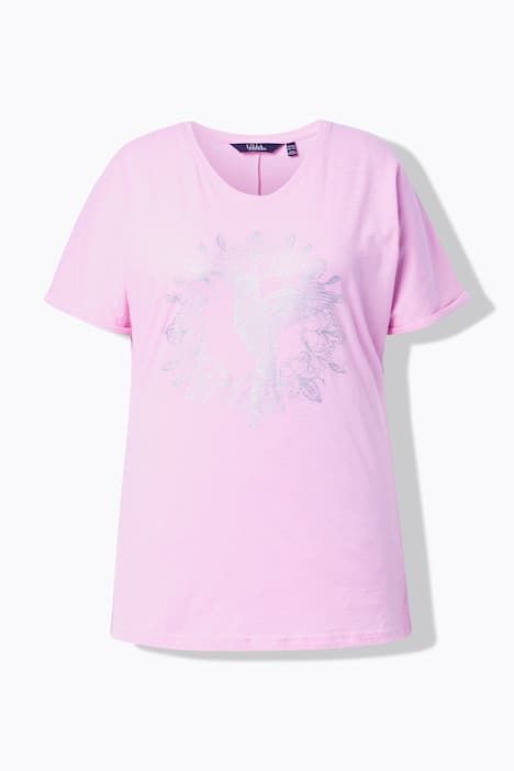 T-shirt mandala animal métallique, décolleté en V et manches courtes
