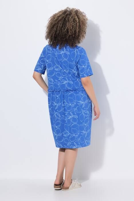 Robe en jersey motif citrons, décolleté en V et manches courtes, coupe évasée