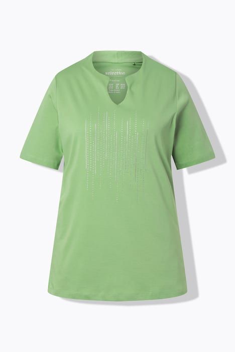 T-shirt en coton Pima, col légèrement montant et manches courtes, coupe évasée