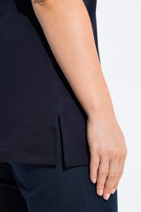 T-shirt en coton Pima, pierres fantaisie, décolleté en V et manches courtes