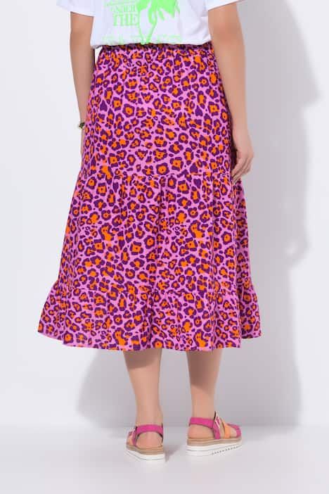 Jupe maxi en mousseline léopard, taille élastique et coupe évasée