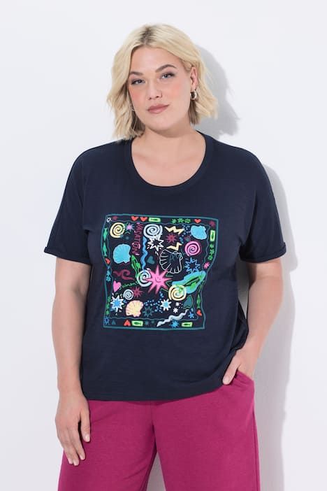 T-shirt oversize avec imprimé, décolleté rond et manches courtes