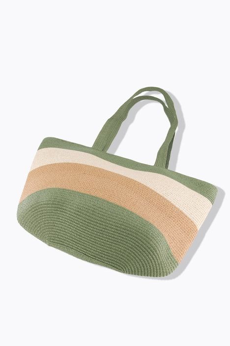 Cabas en paille, rayures et fermeture zippée