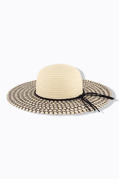 Chapeau en paille, ruban fantaisie et bord avec motif