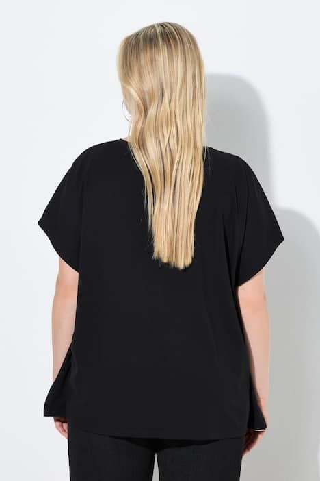 T-shirt esprit poncho, motif floral, décolleté rond et manches courtes