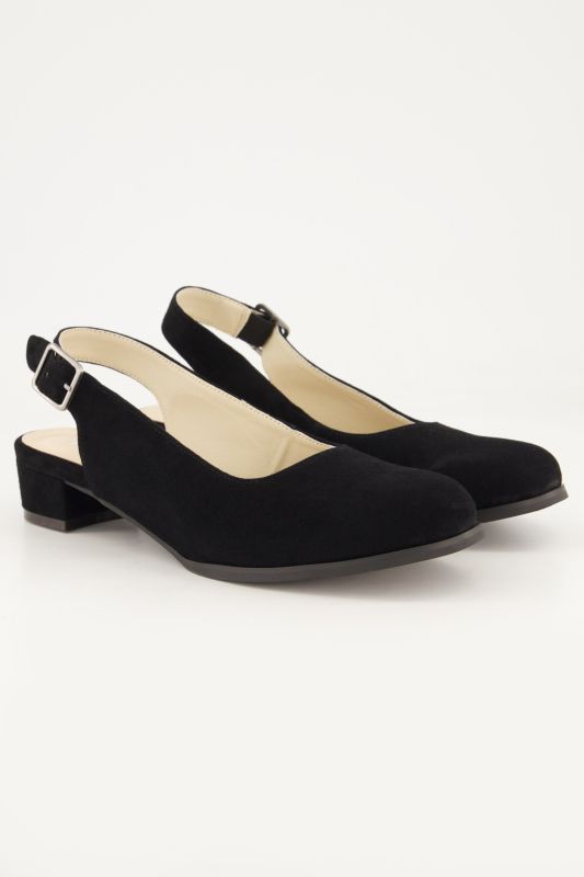 Slingbacks en cuir suédé. Boucle sur le côté - largeur H