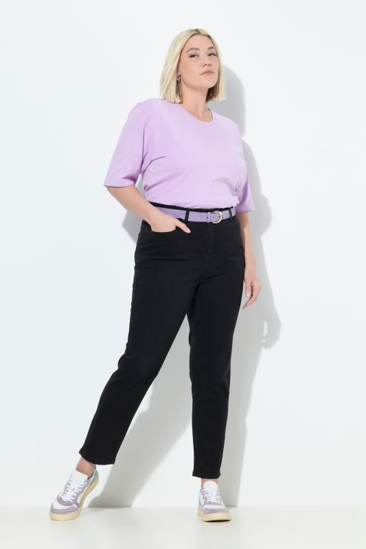 Jean Mom en denim stretch, coupe 5 poches et taille confortable