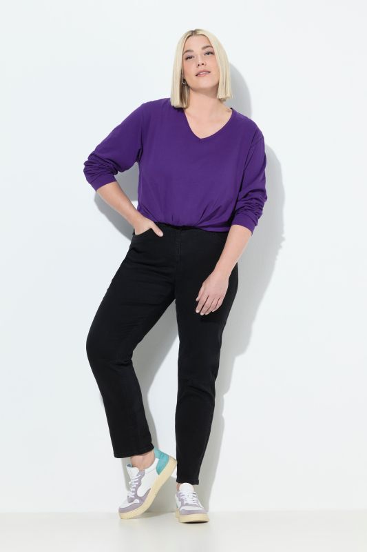 Jean Boyfriend en denim stretch, coupe 5 poches et aille confortable