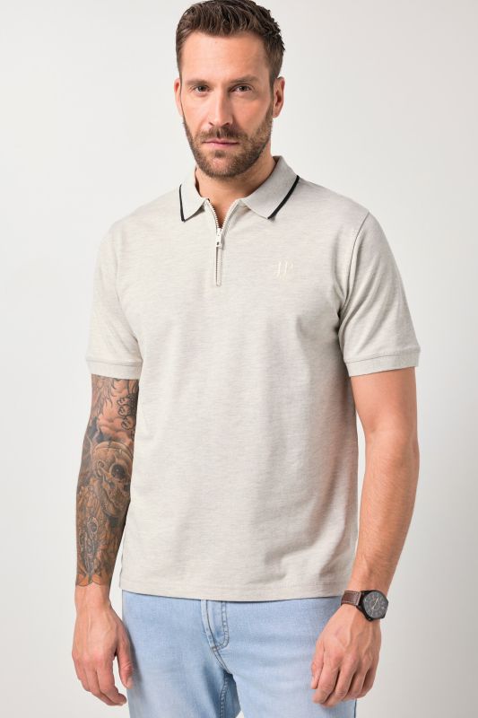 Polo JP 1880 en piqué, technologie FLEXNAMIC®, manches courtes et fermeture zippée - jusqu'au 8 XL