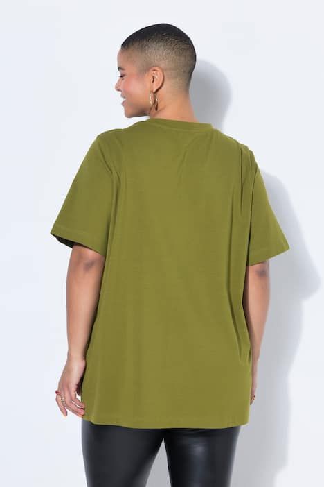 T-shirt long à col rond et manches courtes