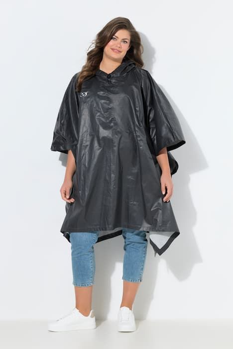 Poncho de pluie technique, modèle unisexe, capuche et logo poitrine