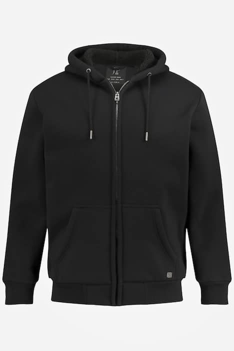 Veste à capuche JP 1880, collection Outdoor, fermeture zippée, modèle en molleton avec doublure en polaire bouclée - jusqu'au 8 XL