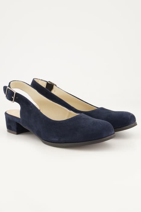 Slingbacks en cuir suédé. Boucle sur le côté - largeur H