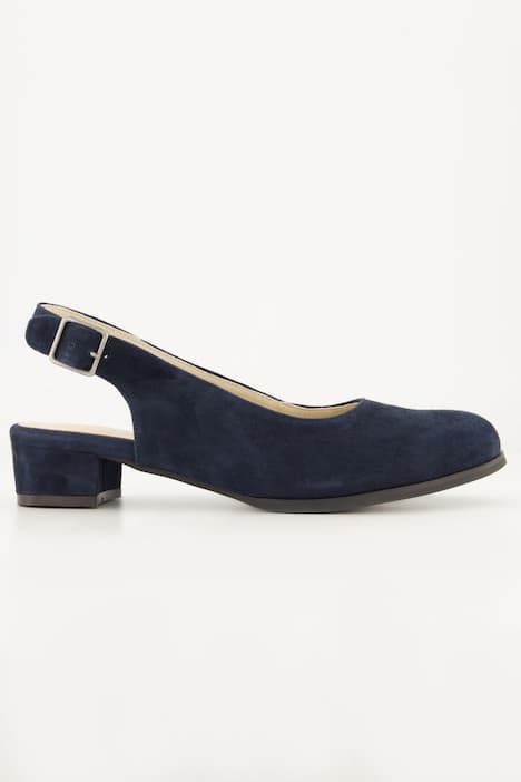 Slingbacks en cuir suédé. Boucle sur le côté - largeur H