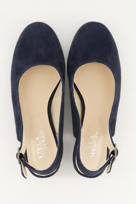 Slingbacks en cuir suédé. Boucle sur le côté - largeur H