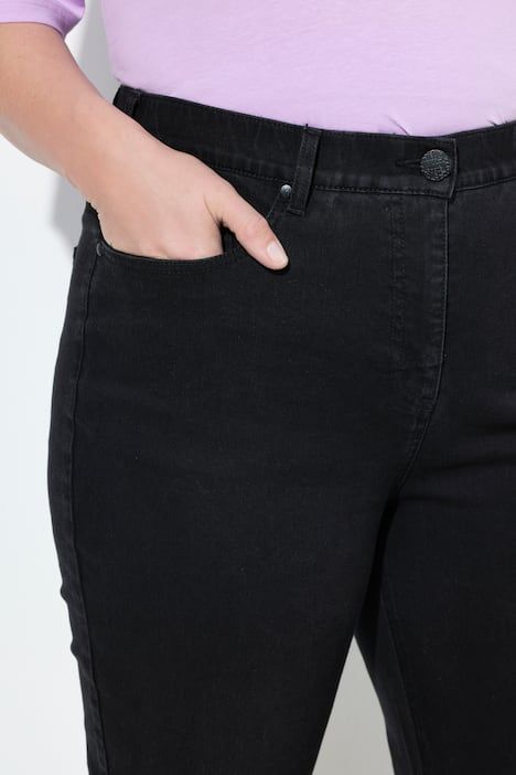 Jean Mom en denim stretch, coupe 5 poches et taille confortable