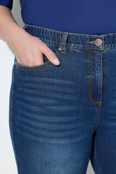 Jean Mom en denim stretch, coupe 5 poches et taille confortable