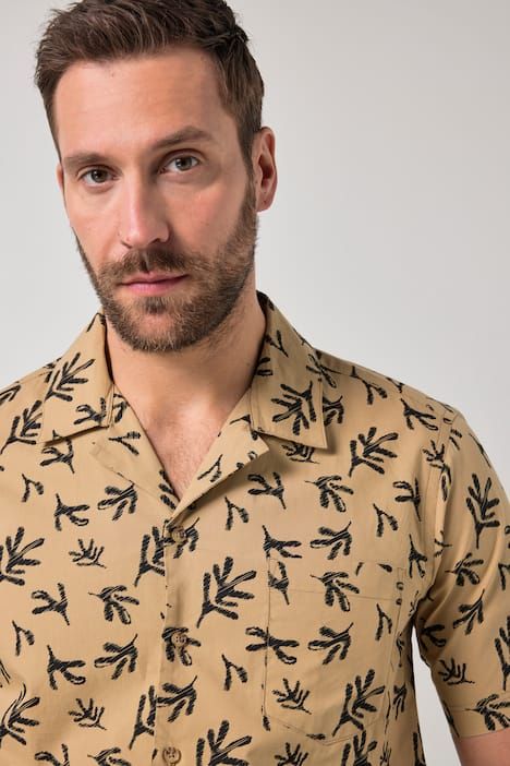 Chemise JP 1880 à manches courtes, col cubain et imprimé all-over, coupe Cuba-Fit - jusqu'au 8 XL