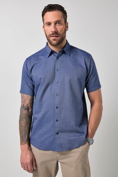 Chemise de ville JP1880 à manches courtes, col kent et imprimé intégral. Coupe Comfort Fit - jusqu'au 8 XL