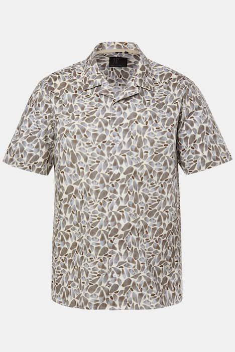 Chemise JP 1880 en lin mélangé, imprimé à fleurs, manches courtes et col cubain, coupe Cuba-Fit - jusqu'au 8 XL