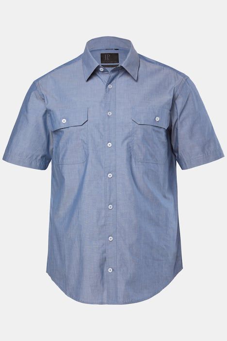 Chemise JP 1880 en chambray, manches courtes et col Kent, 2 poches, coupe Modern Fit - jusqu'au 8 XL