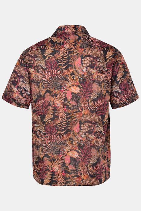 Chemise JP 1880 en lin mélangé, imprimé all-over, manches courtes et col cubain, coupe Cuba Fit - jusqu'au 8 XL