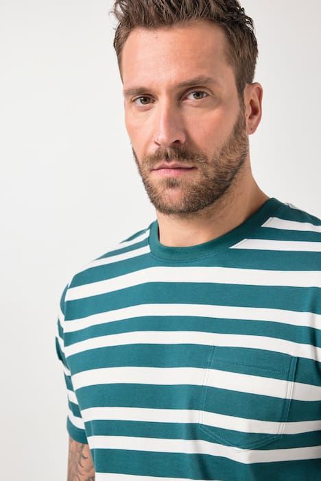 T-shirt JP 1880 à rayures, manches courtes - jusqu'au 8 XL