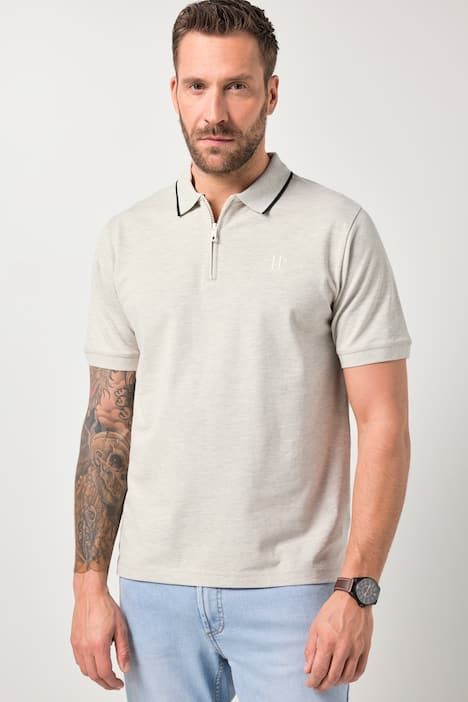 Polo JP 1880 en piqué, technologie FLEXNAMIC®, manches courtes et fermeture zippée - jusqu'au 8 XL