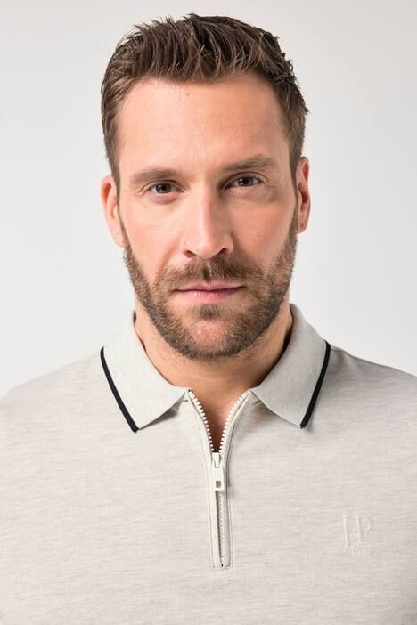 Polo JP 1880 en piqué, technologie FLEXNAMIC®, manches courtes et fermeture zippée - jusqu'au 8 XL