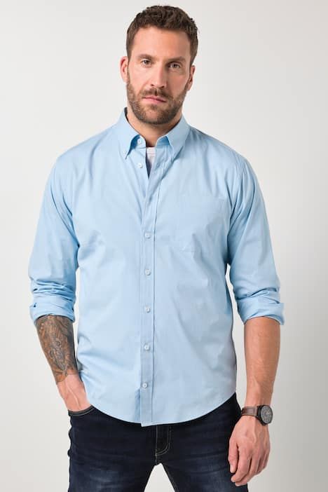 Chemise JP 1880 avec finition FLEXNAMIC®, manches longues et col à pointes boutonnées, coupe Modern Fit