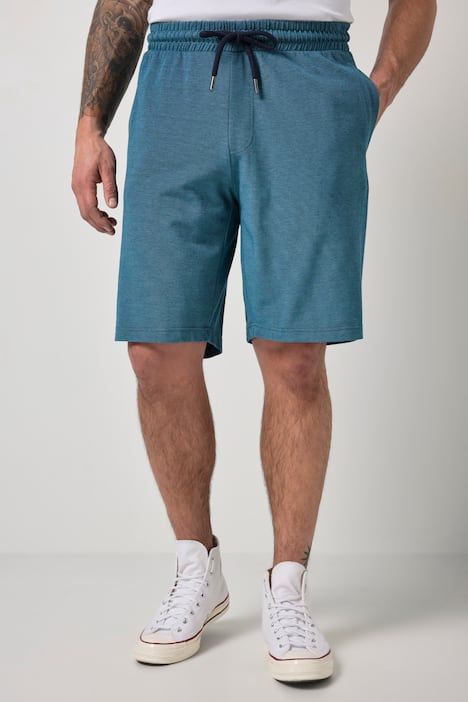 Bermuda JP 1880 en piqué TwoTone (ton sur ton), taille élastique, coupe Relaxed Fit - jusqu'au 8 XL