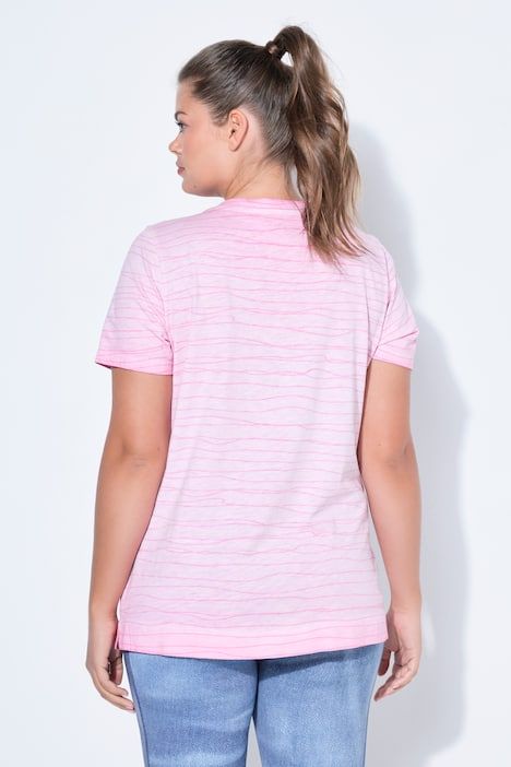 T-shirt décolleté en V et manches courtes, teinture à froid