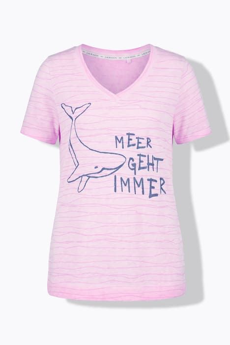 T-shirt décolleté en V et manches courtes, teinture à froid