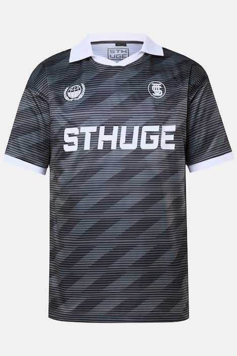 Polo STHUGE oversize, jersey léger à motif, manches courtes et col sans boutons - jusqu'au 8 XL