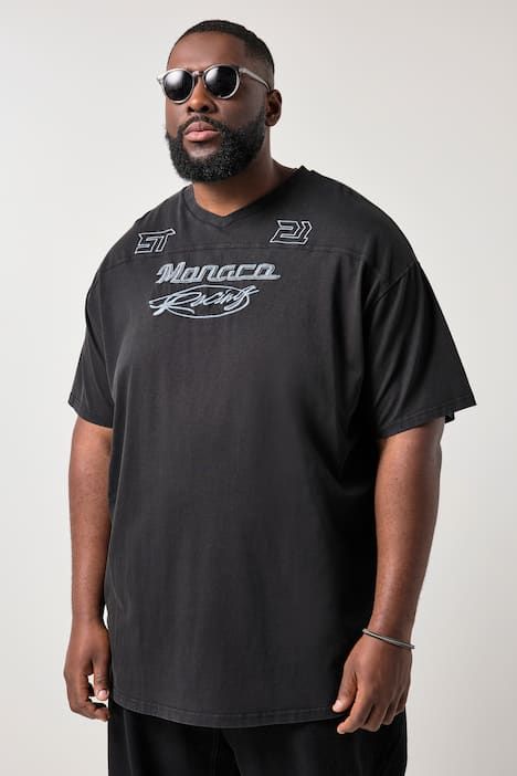 T-shirt STHUGE oversize, manches courtes et logo brodé sur la poitrine, style vintage - jusqu'au 8 XL