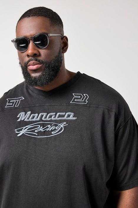 T-shirt STHUGE oversize, manches courtes et logo brodé sur la poitrine, style vintage - jusqu'au 8 XL