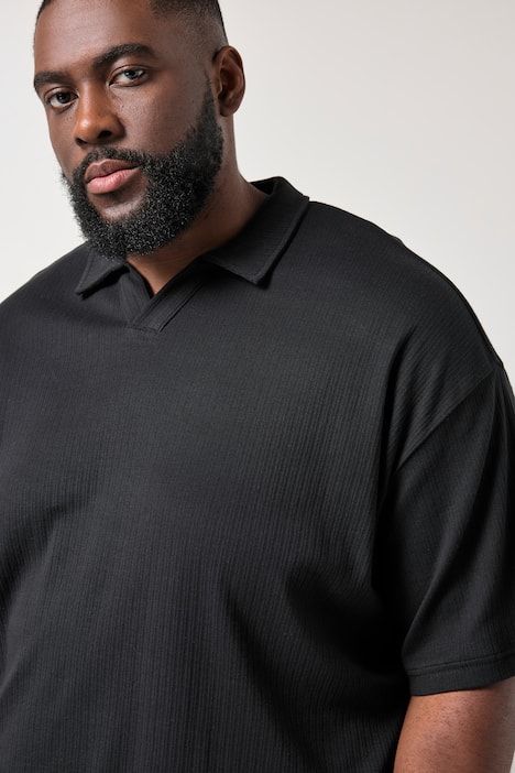 Polo à manches courtes STHUGE finition FLEXLASTIC®, tissu jersey côtelé, coupe oversize - jusqu'au 8 XL