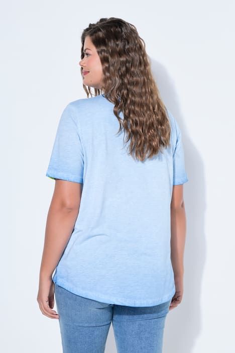 T-shirt avec imprimé, manches courtes et teinture à froid