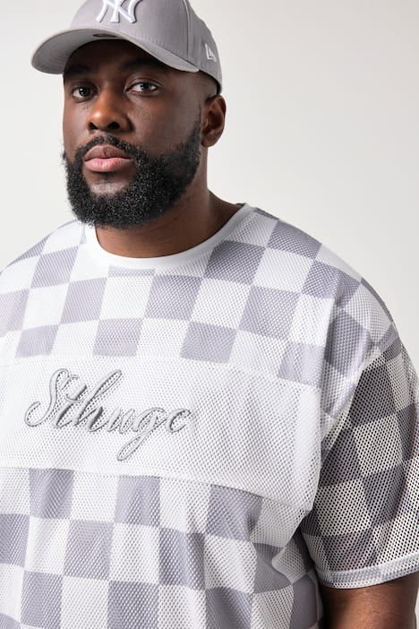 T-shirt en mesh STHUGE, coupe oversize, manches courtes et motif - jusqu'au 8 XL