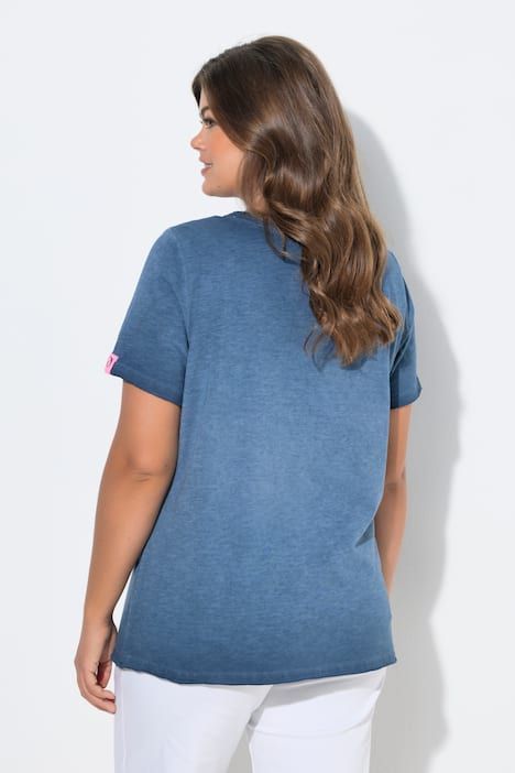 T-shirt imprimé chien, manches courtes et teinture à froid