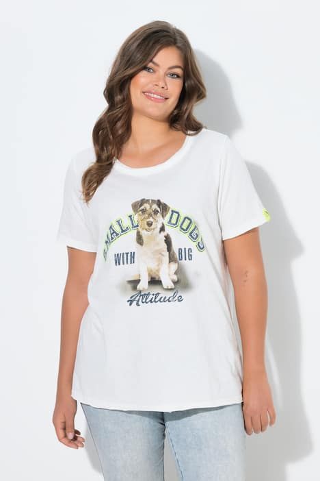 T-shirt imprimé chien, manches courtes et teinture à froid