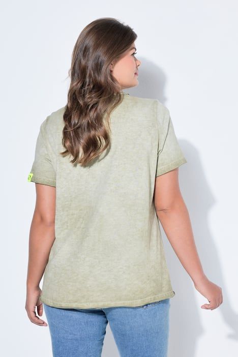 T-shirt imprimé chien, manches courtes et teinture à froid