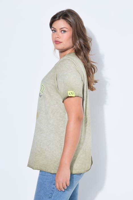 T-shirt imprimé chien, manches courtes et teinture à froid