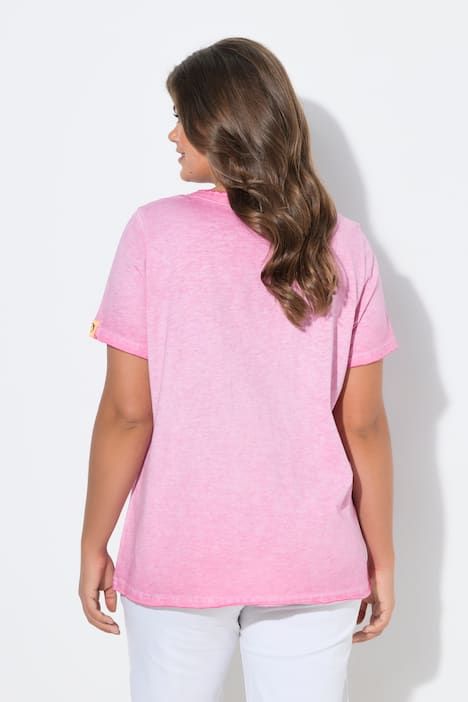 T-shirt imprimé chien, manches courtes et teinture à froid