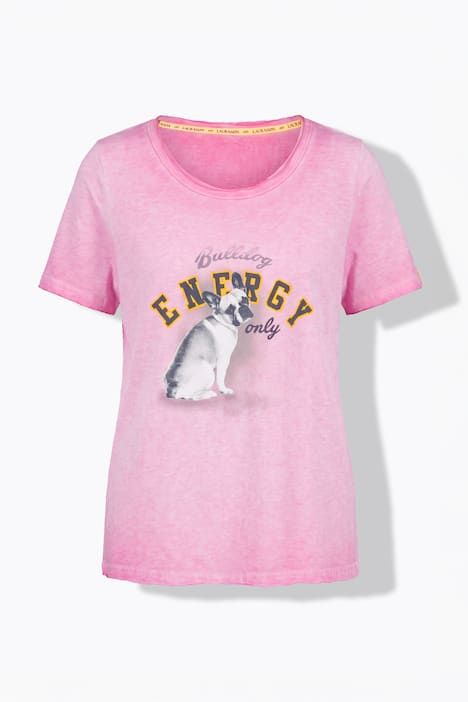 T-shirt imprimé chien, manches courtes et teinture à froid