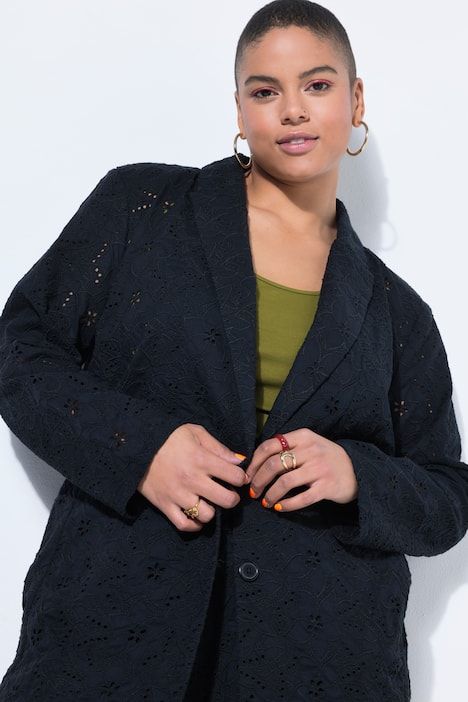 Blazer oversize, dentelle florale