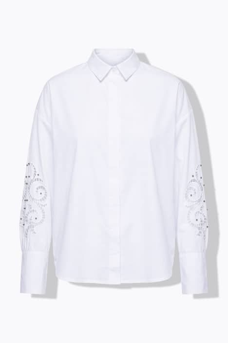 Chemisier coupe oversize, broderie et manches longues avec rivets fantaisie