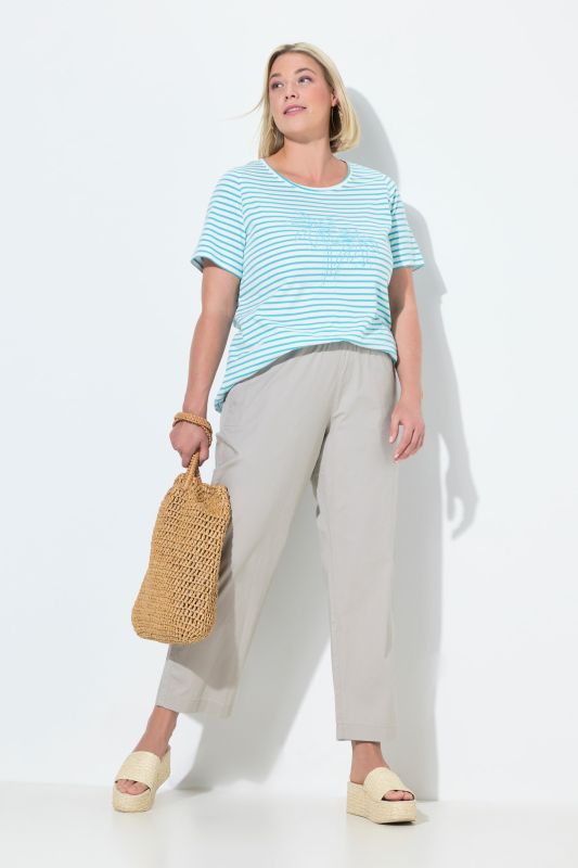 Pantalon chino Ruby 7/8 - taille élastique, jambe droite et large